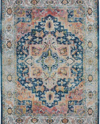 Nourison tapis Ankara Global ANR11 BLUMT BLUE MULTI 5x8 099446498076 flat C