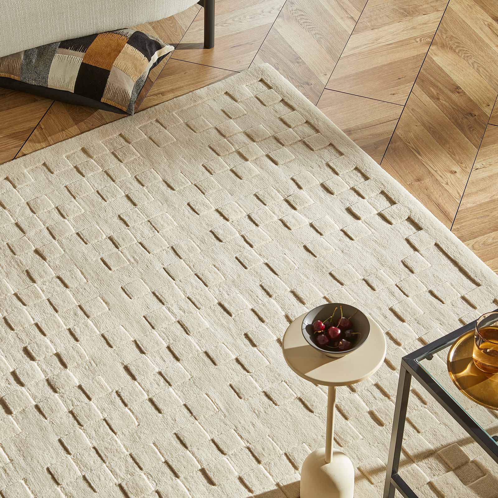 Concept Looms tapis Priory PR 102 SQUARES IVORY zoom