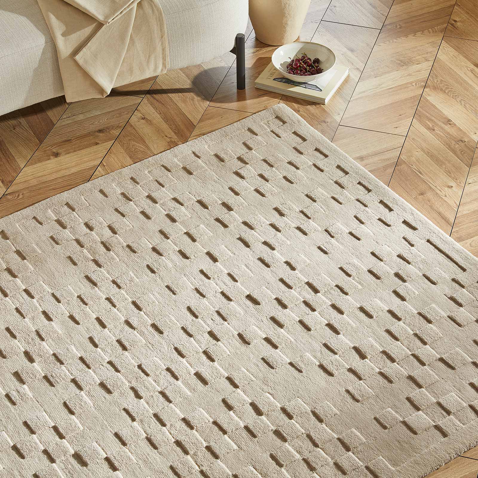 Concept Looms tapis Priory PR 102 SQUARES TAUPE zoom