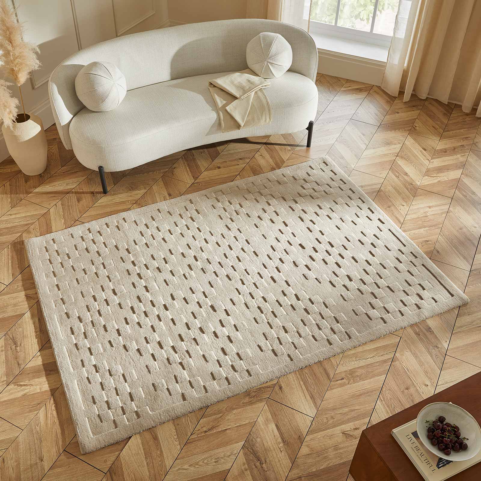 Concept Looms tapis Priory PR 102 SQUARES TAUPE