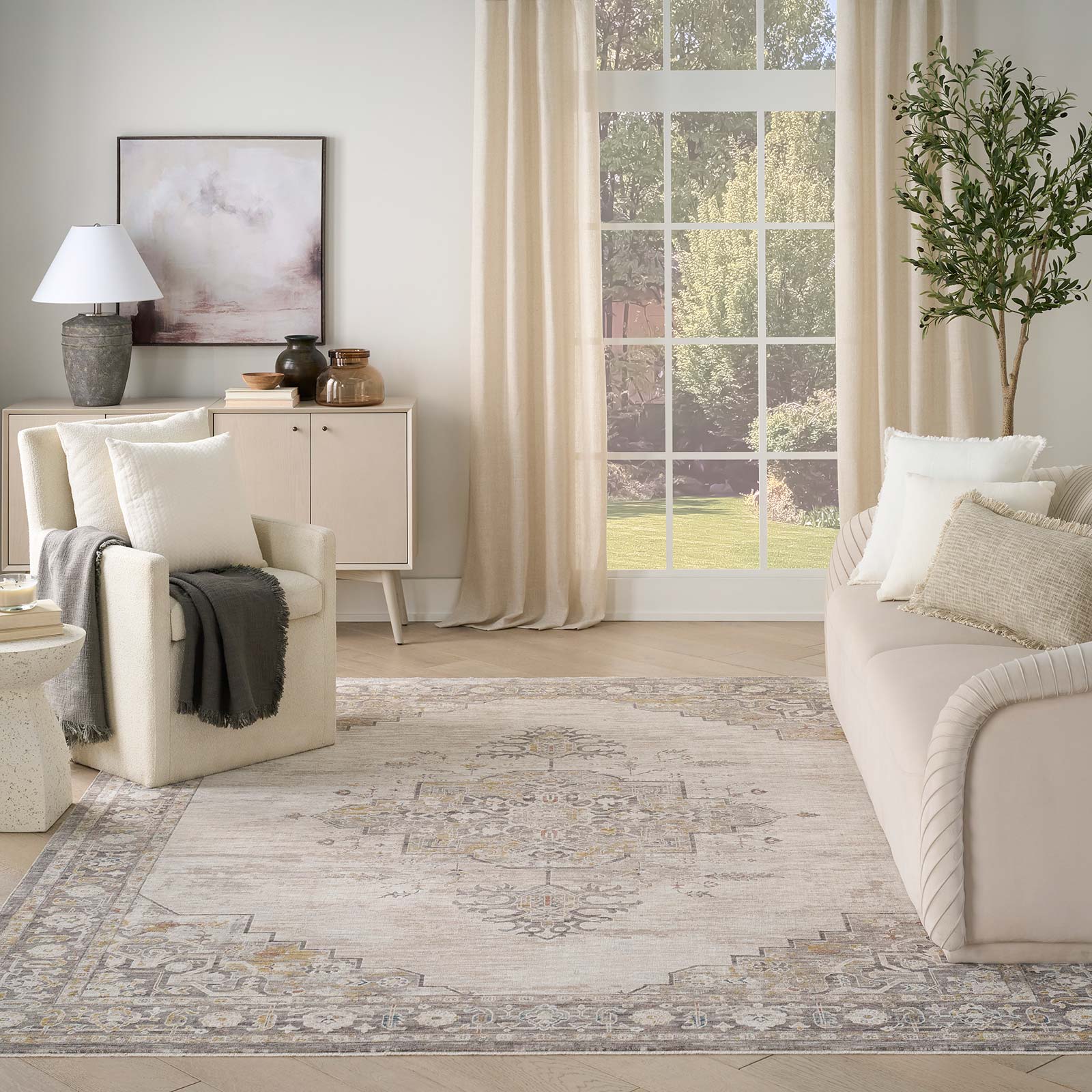 Nourison tapis Antique Fusion ANF01 IVCHA IVORY CHARCOAL 9x12 841491157732 interior 3