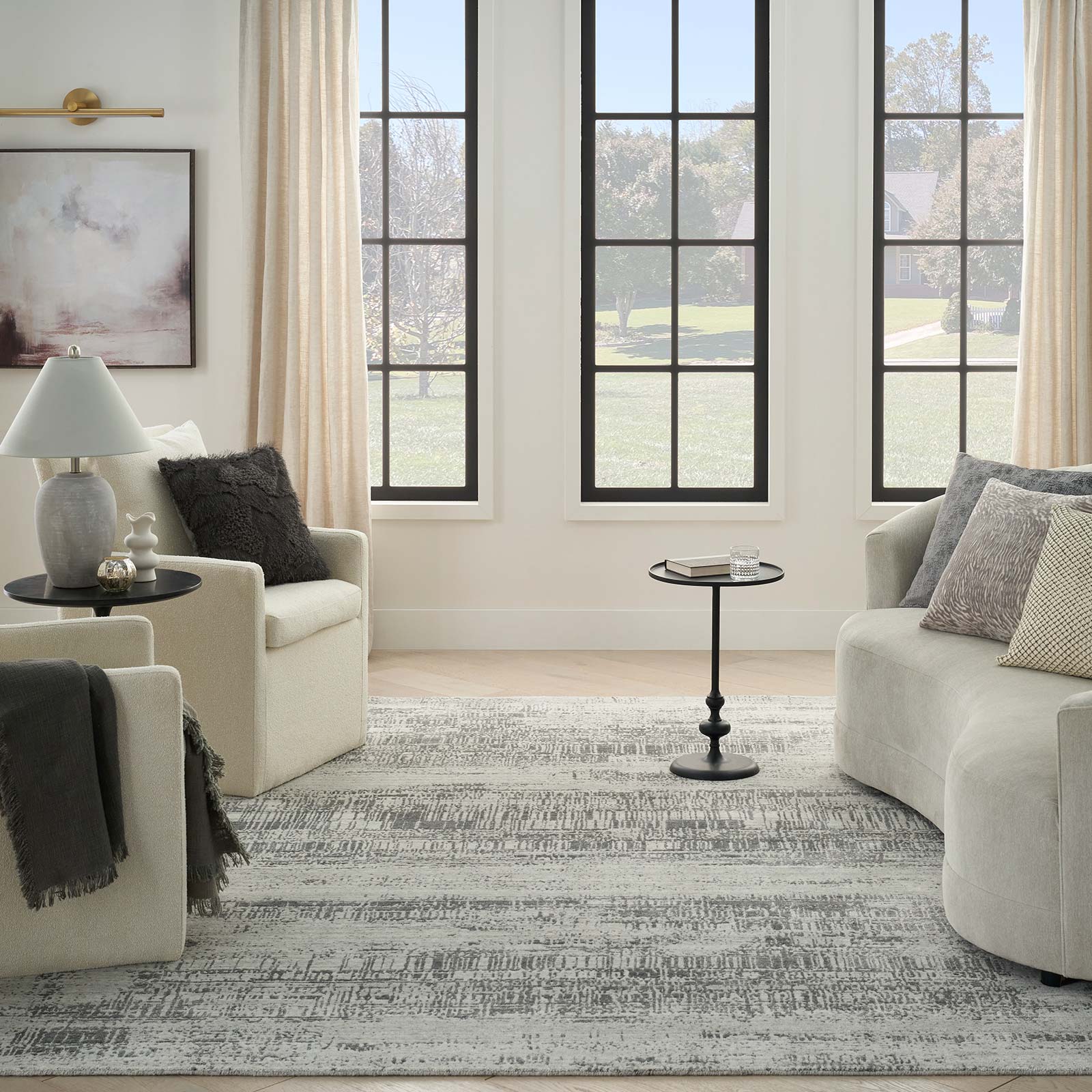 Nourison tapis Harmony HAY01 IVCHA IVORY CHARCOAL 8x10 099446936134 interior 3